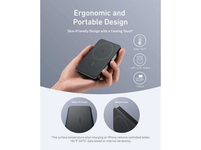 Anker MagGo Power Bank, Ultra-Slim 10,000mAh Magnetic Battery Pack, Qi2 Certified 15W Ultra-Fast MagSafe Compatible Portable Charger, Ergonomic...