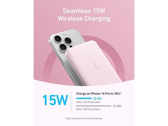 Anker MagGo Power Bank, Ultra-Slim 10,000mAh Magnetic Battery Pack, Qi2 Certified 15W Ultra-Fast MagSafe Compatible Portable Charger, Ergonomic...