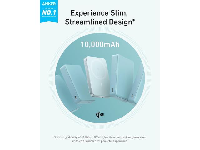 Anker MagGo Power Bank, Ultra-Slim 10,000mAh Magnetic Battery Pack, Qi2 Certified 15W Ultra-Fast MagSafe Compatible Portable Charger, Ergonomic...