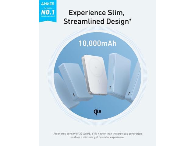 Anker MagGo Power Bank, Ultra-Slim 10,000mAh Magnetic Battery Pack, Qi2 Certified 15W Ultra-Fast MagSafe Compatible Portable Charger, Ergonomic...