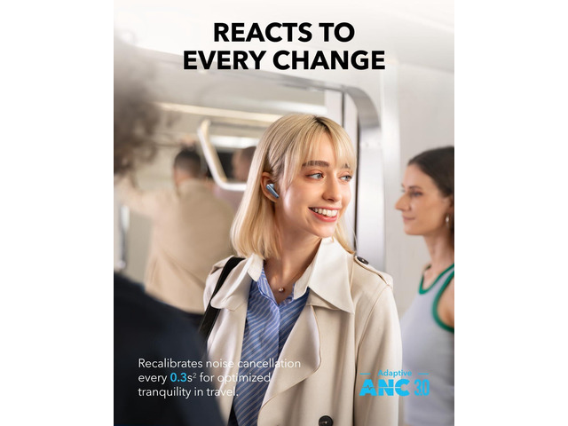 Soundcore Liberty 4 Pro by Anker, Noise Cancelling Wireless Earbuds, 7-Sensor and Real-Time Adaptive Noise Cancelling, 2× Faster Charging,...