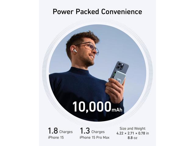 Anker MagGo Power Bank, Qi2 Certified 15W Ultra-Fast MagSafe-Compatible Portable Charger, 10K Battery Pack with Smart Display and Foldable Stand,...