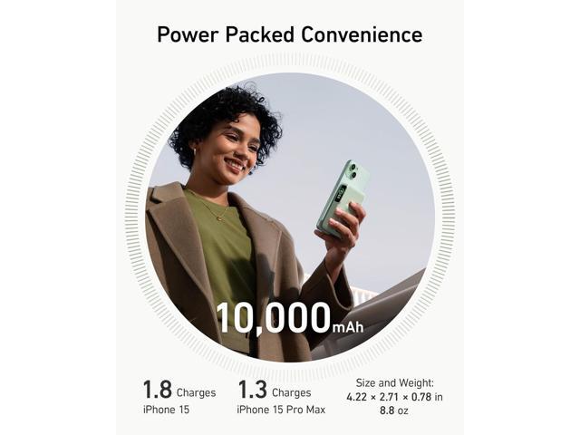 Anker MagGo Power Bank, Qi2 Certified 15W Ultra-Fast MagSafe-Compatible Portable Charger, 10K Battery Pack with Smart Display and Foldable Stand,...
