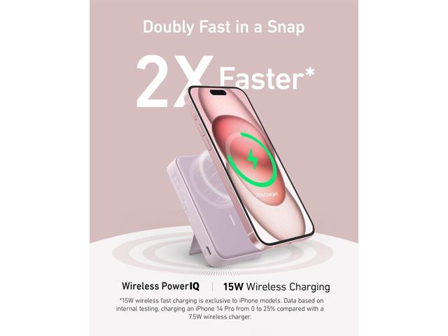 Anker MagGo Power Bank, Qi2 Certified 15W Ultra-Fast MagSafe-Compatible Portable Charger, 10K Battery Pack with Smart Display and Foldable Stand,...