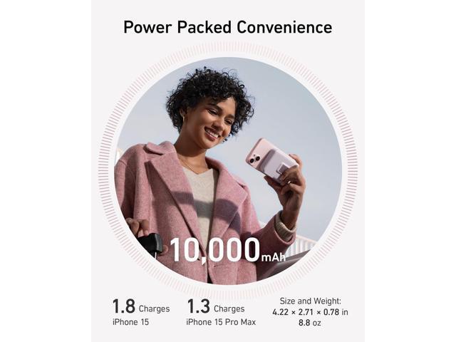 Anker MagGo Power Bank, Qi2 Certified 15W Ultra-Fast MagSafe-Compatible Portable Charger, 10K Battery Pack with Smart Display and Foldable Stand,...