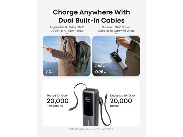 Anker - Laptop Power Bank (25K, 165W, Built-In and Retractable Cables) - Black - image 4