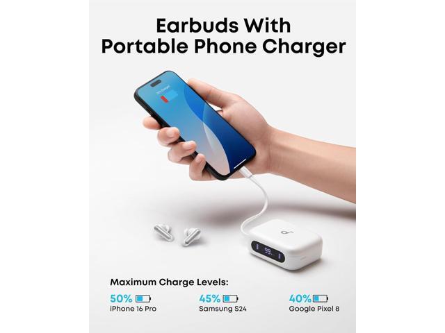 Soundcore - by Anker P41i Bluetooth Wireless In Ear Earbuds with Portable USB-C 3,000mAh Phone Charger - White - image 3