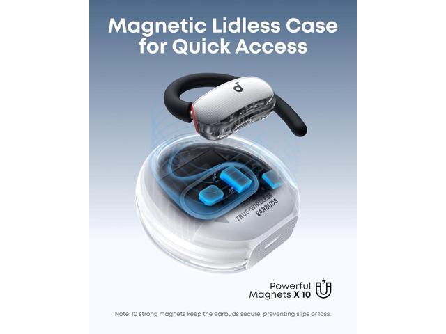 soundcore V40i by Anker, Open-Ear Headphones, Crystal-Clear Design, Lidless Case, 4 Adjustable Positions for Every Ear Size, Richer Bass, IP55, 21H...