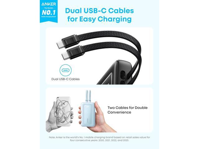 Anker Zolo Power Bank, 45W Max Fast Charging, 20,000mAh Battery Pack with Dual Built-in USB-C Cables, 1 USB-C & A Port, for iPhone 16/15 Series,...