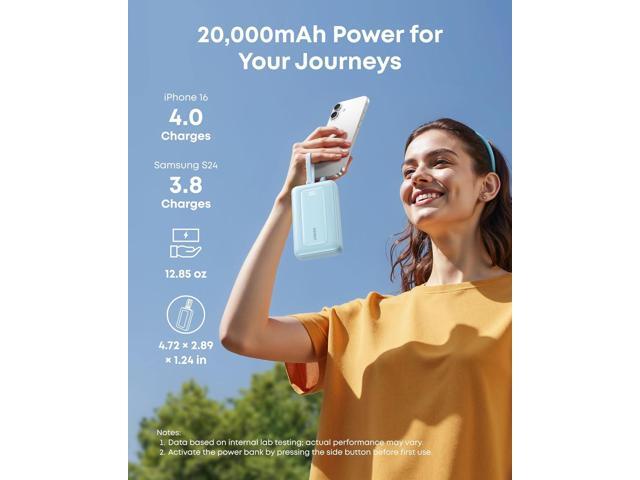 Anker Zolo Power Bank, 45W Max Fast Charging, 20,000mAh Battery Pack with Dual Built-in USB-C Cables, 1 USB-C & A Port, for iPhone 16/15 Series,...