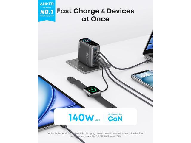 Anker Laptop Charger, 140W MAX USB C Charger, 4-Port Multi-Device Fast Charging, Advanced GaN Power Adapter, Intuitive Touch Controls, for MacBook,...