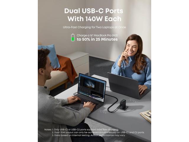 Anker Laptop Charger, 140W MAX USB C Charger, 4-Port Multi-Device Fast Charging, Advanced GaN Power Adapter, Intuitive Touch Controls, for MacBook,...