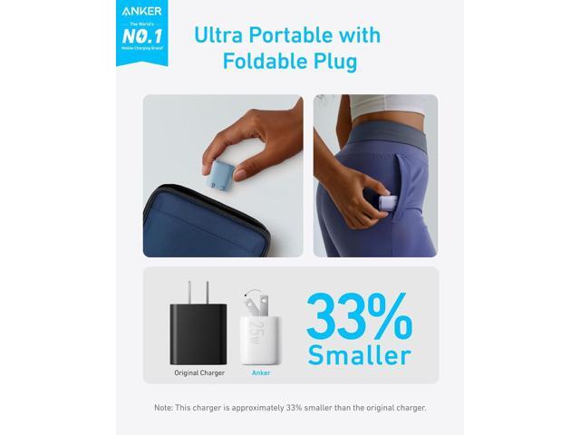 Anker 25W USB C Charger Block, Compact and Foldable, Supports PPS Fast Charging for Galaxy S24/Z Fold/Z Flip/Tab, iPhone, iPad (Black) Mauve