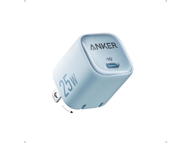 Anker 25W USB C Charger Block, Compact and Foldable, Supports PPS Fast Charging for Galaxy S24/Z Fold/Z Flip/Tab, iPhone, iPad (Black) Blue