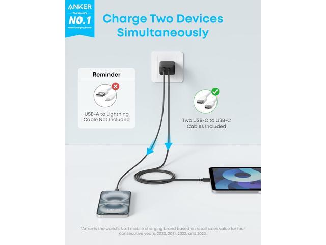 Anker iPhone 16 Charger, 2-Pack 20W Fast USB C Charger Block, for iPhone 16/16 Pro Max/15 Series/iPad Pro and More (Black, 2 Pack & 2 Cable)