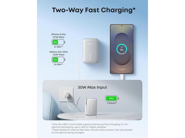 Anker Nano Power Bank, 10,000mAh Portable Charger with 2.3 ft InstaCord Retractable Cable, 45W Max Compact Battery Pack, Smart Display, for iPhone...