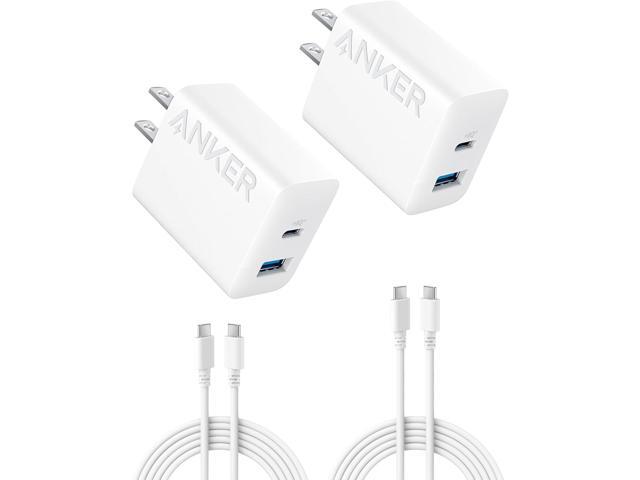 Anker iPhone 16 Charger, 2-Pack 20W Fast USB C Charger Block, for iPhone 16/16 Pro Max/15 Series/iPad Pro and More (White, 2 Pack & 2 Cable)