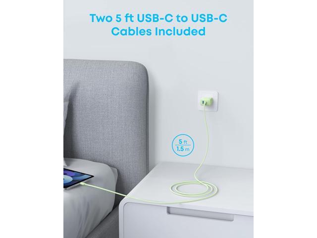 Anker iPhone 16 Charger, 2-Pack 20W Fast USB C Charger Block, for iPhone 16/16 Pro Max/15 Series/iPad Pro and More (White, 2 Pack & 2 Cable) Green