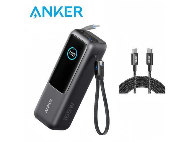 Anker Laptop Power Bank, 25,000mAh Portable Charger with Triple 100W USB-C Ports for Multi-Device Charging, Built-in and Retractable Cables, for...