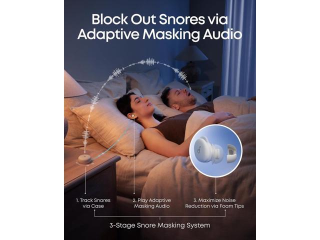 Soundcore - by Anker Sleep A30 Smart Wireless Bluetooth ANC In-Ear Sleep Earbuds for General Use - Moonlit White - image 3