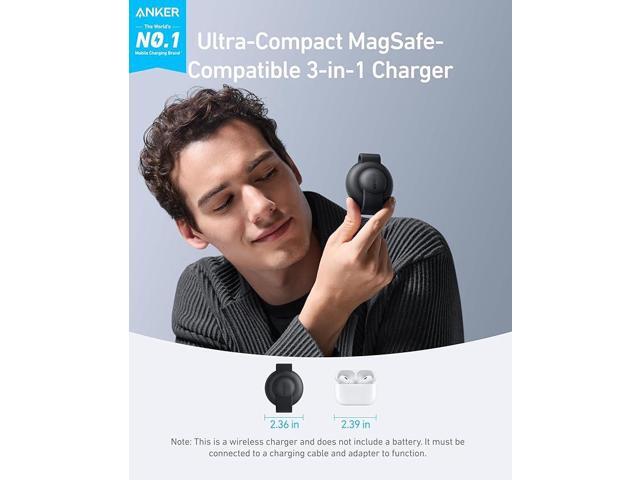 Anker MagSafe Compatible MagGo UFO 3-in-1 Charger, iPhone 17 Wireless Charging Station, 15W Qi2 Certified, Foldable Travel Charging Pad, for iPhone...