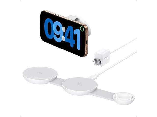 Anker MagSafe Compatible MagGo UFO 3-in-1 Charger, iPhone 17 Wireless Charging Station, 15W Qi2 Certified, Foldable Travel Charging Pad, for iPhone...