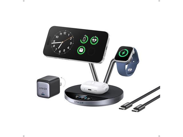 Anker Prime MagSafe Charger Compatible, 3-in-1 Charging Station, Qi2 25W Certified Wireless Charger Dock Stand, Smart Display with TEC Active...