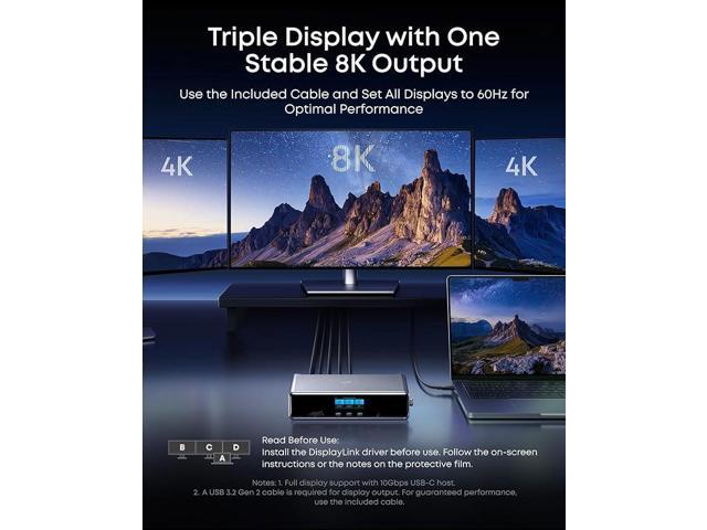 Anker Prime Docking Station (DL7400), 14-Port Triple Display with DisplayLink, 140W Max, Smart Display, Triple 4K 60Hz, Cooling Fan, for macOS and...