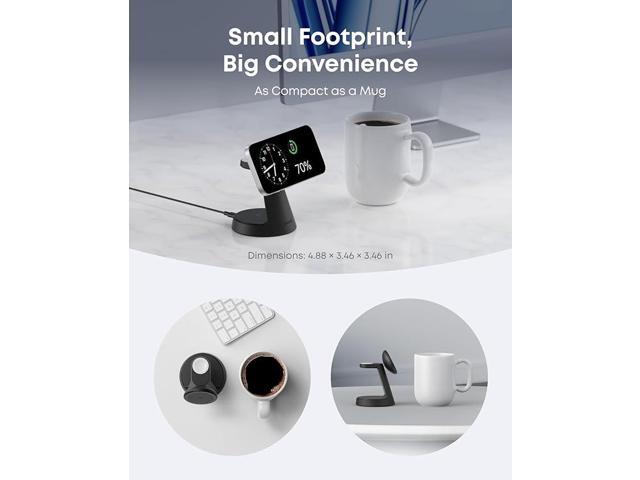 Anker MagSafe Charger Compatible, MagGo 3-in-1 Charging Station, Nano Charging Stand, Qi2 Certified 15W Magnetic Wireless Charger Dock, for...
