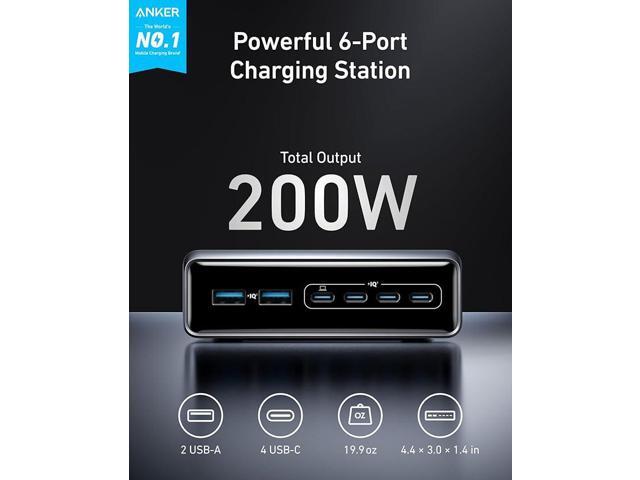 Anker - Prime Desktop Charger (200W, 6 Ports, GaN) - Silver - image 3