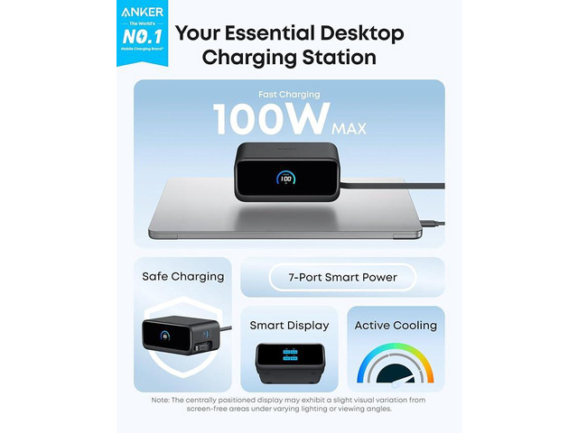 Anker Nano Charging Station, 7-in-1 USB-C Power Strip for iPhone 16, 2.3 ft Anker InstaCord Retractable Cable, 3 USB-C, 1 USB-A, 3 AC, 100W Desktop...