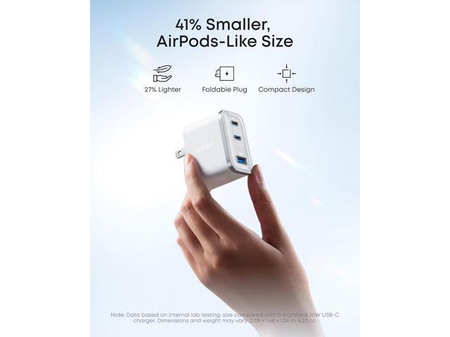 Anker Nano Charger, Ultra-Fast 70W Output 3-Port USB C Charger Block, Fast Charging, Compact and Stylish, for iPhone 17/16 Series, MacBook, iPad,...