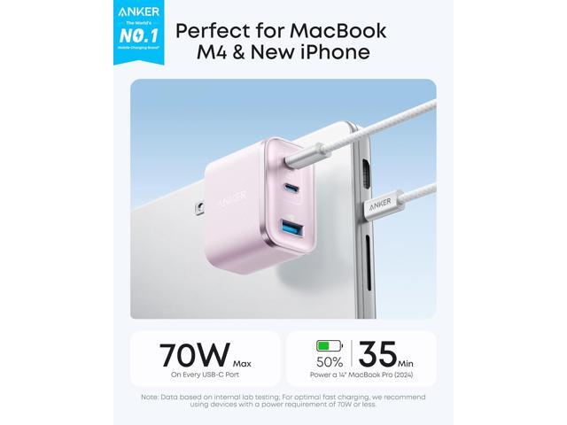 Anker Nano Charger, Ultra-Fast 70W Output 3-Port USB C Charger Block, Fast Charging, Compact and Stylish, for iPhone 17/16 Series, MacBook, iPad,...