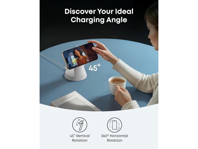 Anker MagSafe Charger Compatible, MagGo 3-in-1 Charging Station, Nano Charging Stand, Qi2 Certified 15W Magnetic Wireless Charger Dock, for...