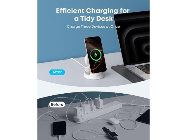 Anker MagSafe Charger Compatible, MagGo 3-in-1 Charging Station, Nano Charging Stand, Qi2 Certified 15W Magnetic Wireless Charger Dock, for...