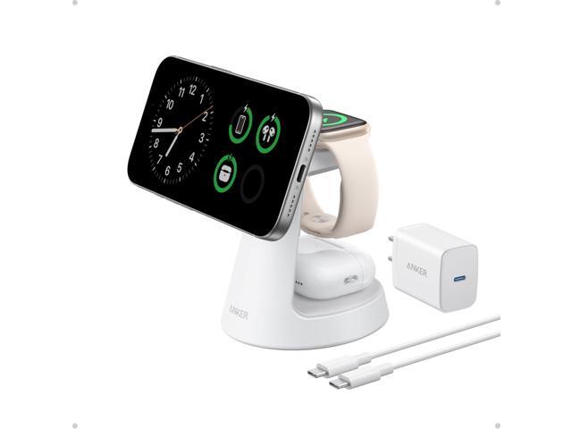 Anker MagSafe Charger Compatible, MagGo 3-in-1 Charging Station, Nano Charging Stand, Qi2 Certified 15W Magnetic Wireless Charger Dock, for...