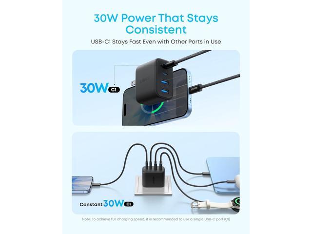 Anker Zolo USB C Charger Block, 2-Pack 4-Port Wall Adapter with 50W Max Output, 2 USB-C and 2 USB-A, Compact and Stable Design, USB C Charger...