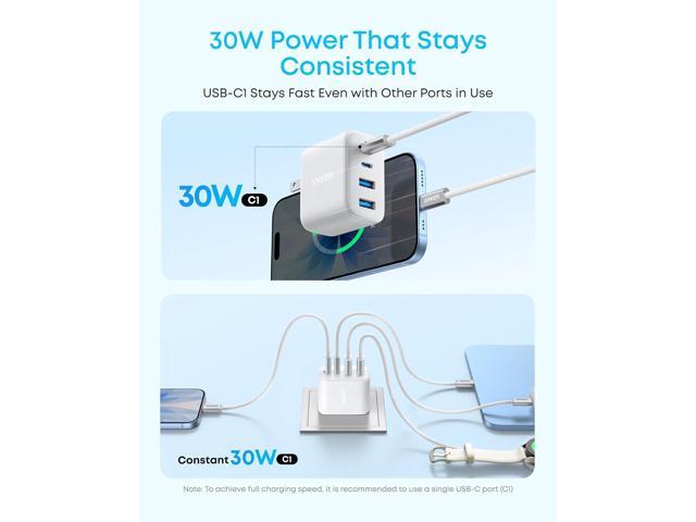 Anker Zolo USB C Charger Block, 2-Pack 4-Port Wall Adapter with 50W Max Output, 2 USB-C and 2 USB-A, Compact and Stable Design, for iPhone 17/16...