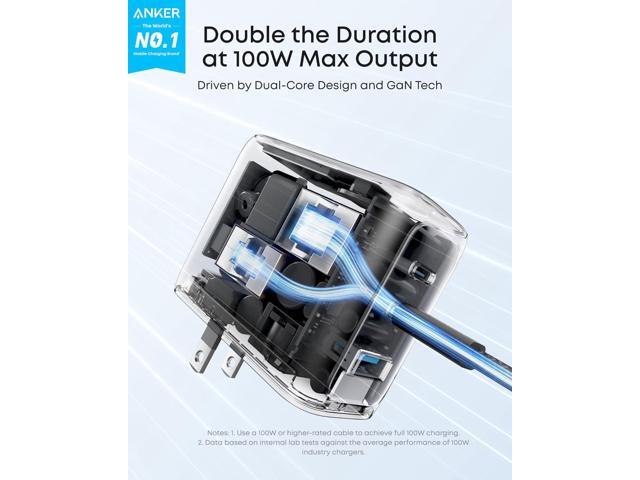 Anker Charger, 100W Max Ultra-Compact 3-Port GaN USB C Charger Block with Smart Display and Touch Control, Fast Wall Adapter for iPhone 17/16...