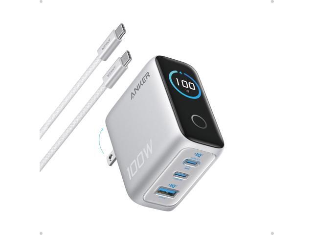 Anker Charger, 100W Max Ultra-Compact 3-Port GaN USB C Charger Block with Smart Display and Touch Control, Fast Wall Adapter for iPhone 17/16...