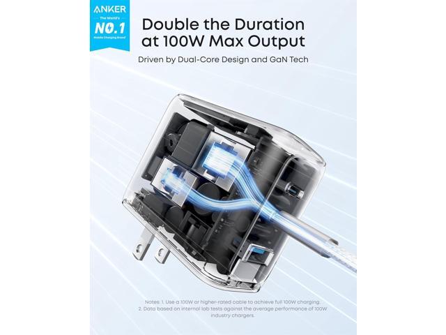 Anker Charger, 100W Max Ultra-Compact 3-Port GaN USB C Charger Block with Smart Display and Touch Control, Fast Wall Adapter for iPhone 17/16...