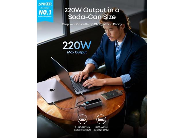 Anker Prime Power Bank, 20,100mAh 3-Port Portable Charger with 220W Max Output, Two-Way Charging, TSA-Approved, App Control, for MacBook, iPhone...