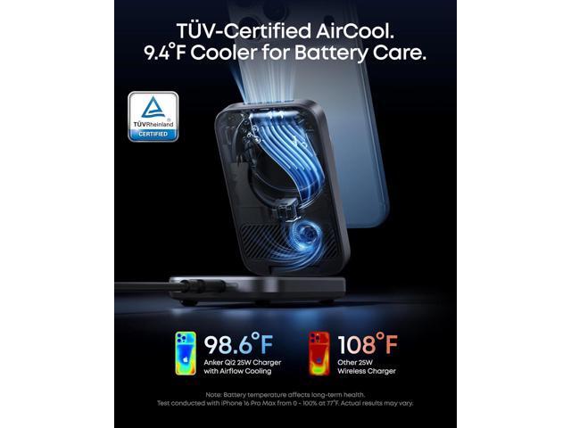 Anker Prime 3-in-1 Charging Station, AirCool Wireless Charger, Qi2 25W Certified Palm-Sized Foldable MagSafe Charger Compatible with iPhone 17,...