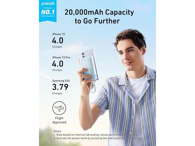 Anker Zolo Power Bank (2025 Upgraded Version), 20,000mAh 30W High-Speed Portable Charger with Built-in USB-C Cable, Battery Pack for iPhone 17/16 /...