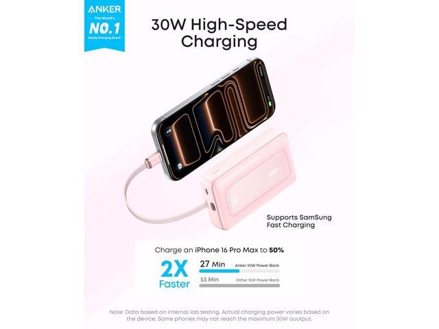 Anker Zolo Power Bank (2025 Upgraded Version), 20,000mAh 30W High-Speed Portable Charger with Built-in USB-C Cable, Battery Pack for iPhone 17/16 /...