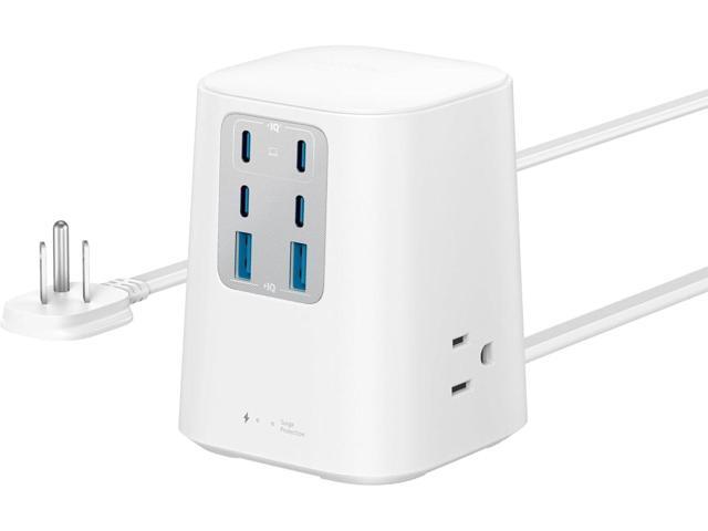 Anker Desktop Charger, 9-in-1 Power Strip with 300J Surge Protector, 5ft Flat Plug Extension Cord with Multiple Devices, 100W USB C Charger with 3...