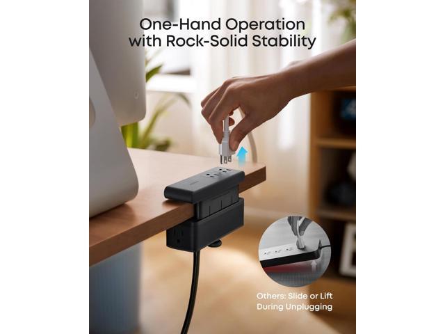Anker Nano Power Strip, Desk Clamp with 1500J Surge Protector, 5ft Extension Cord, 70W Max Gaming Desk Accessories, 6 AC, 2 USB A, 2 USB C, Home...