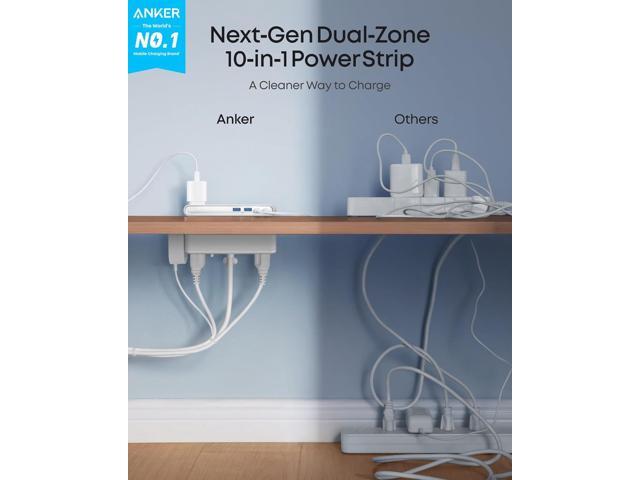 Anker Nano Power Strip, Desk Clamp with 1500J Surge Protector, 5ft Extension Cord, 70W Max Gaming Desk Accessories, 6 AC, 2 USB A, 2 USB C, Home...