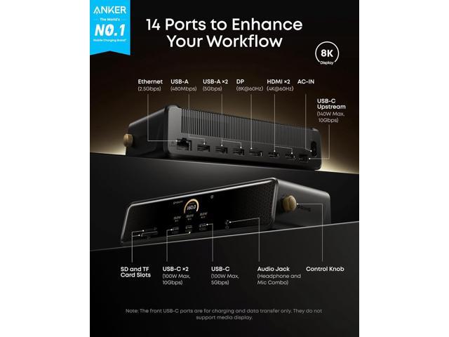 Anker Prime Docking Station (DL7400) Black Myth: Wukong Limited Edition, 14-Port Triple Display, 140W Max, Triple 4K 60Hz, for macOS and Windows...