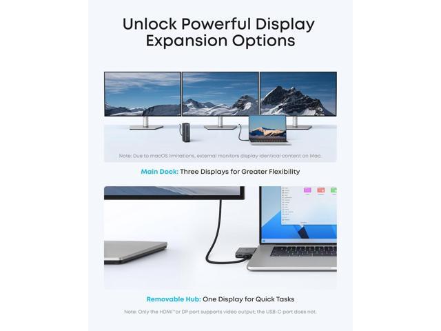 Anker Nano Laptop Docking Station with Detachable Hub, 13-in-1 USB-C Triple Display Docking with 2 HDMI+1 DP, 10 Gbps USB-C, 3 USB-A, Audio, SD/TF,...
